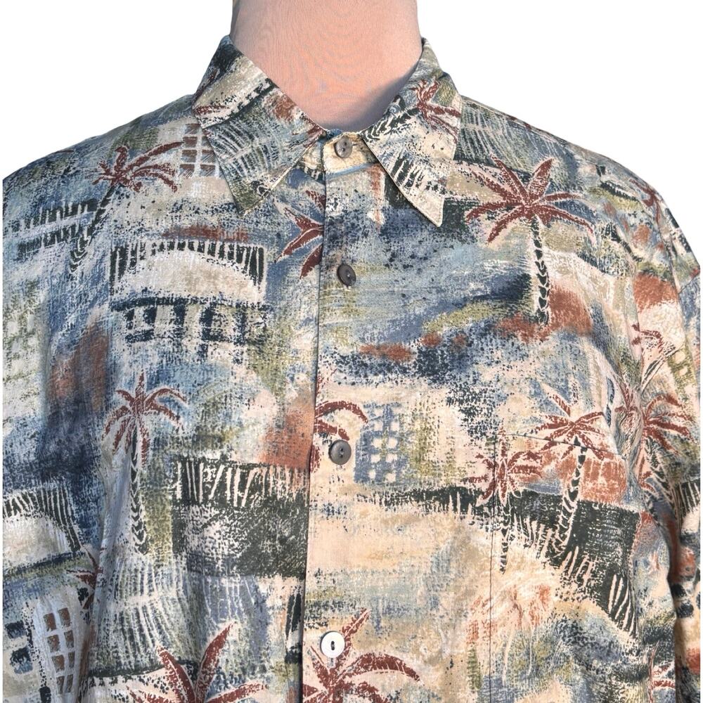 Tori Richard Vintage 90s Abstract Palm Print Short Sleeve Button Up Shirt Resort